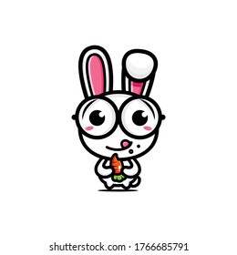 diseño vectorial de una zanahoria linda comiendo conejo
