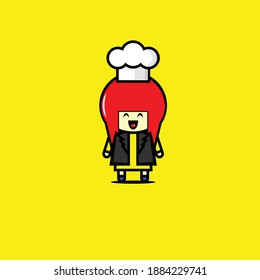 Vector design of cute red hair girl in chef hat