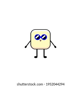 Diseño vectorial de un lindo personaje de azúcar con gafas
