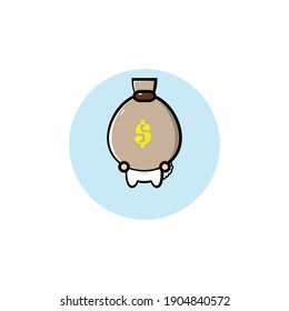 Vector design of cute white sheep carrying treasure