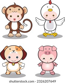 vector design a cute zodiac cartoon style to be easy to remember.