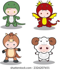 vector design a cute zodiac cartoon style to be easy to remember.
