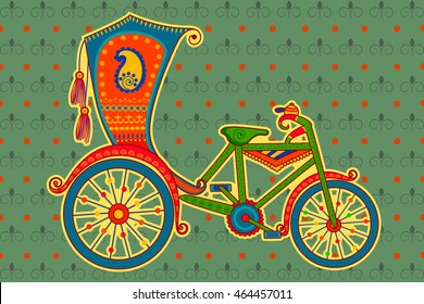 Vector design of cycle rickshaw in Indian art style