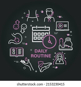 Vector design with daily routine icons and calendar