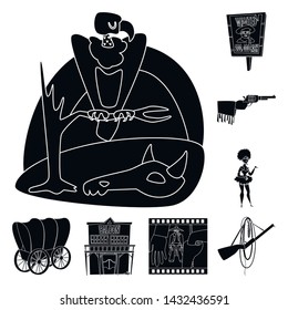 Vector design of danger and culture icon. Set of danger and west stock symbol for web.