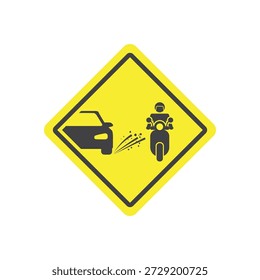 concepção vetorial de sinais perigosos para motociclistas, gravilha solta na estrada.