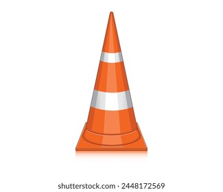 vector design of a dark orange cone-shaped object or tool with a white circle which is useful as a sign or traffic sign on the street or in a special place