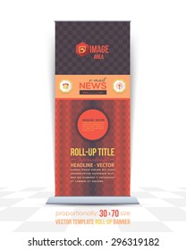 Vector Design of Dark Style and Hexagon Elements Roll-Up Banner, Advertising Abstract Background 