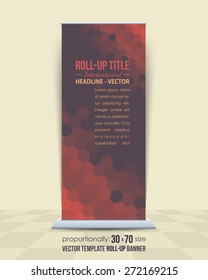 Vector Design of Dark Style Roll-Up Banner, Advertising Abstract Background 