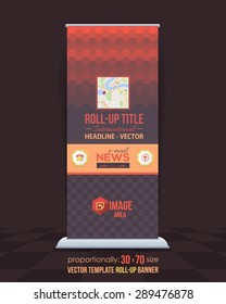 Vector Design of Dark Style Roll-Up Banner, Advertising Abstract Background 