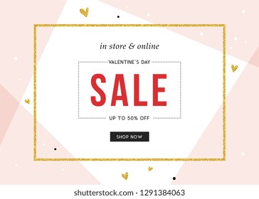 Vector design for Valentine's Day sale web banners, posters, flyers. Good for social media, email, print, ads design and promotional material.