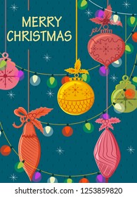 Vector design of Decorated ball for Merry Christmas and Happy New Year Holiday celebration background