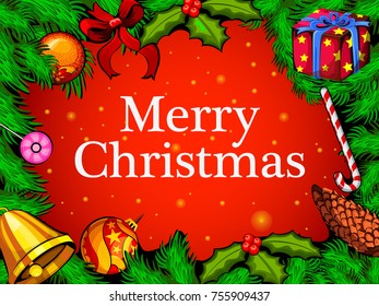 Vector design of Decorated ball for Merry Christmas and Happy New Year Holiday celebration background