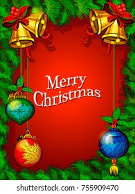 Vector design of Decorated ball for Merry Christmas and Happy New Year Holiday celebration background