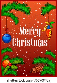 Vector design of Decorated ball for Merry Christmas and Happy New Year Holiday celebration background