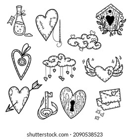 vector design and decoration of textiles, covers and packaging. spring motives. Lovers. Hearts for Valentine's Day.