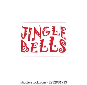 vector design with decorative red jingle bells text on white background