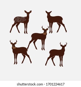 vector design of deer farm animals