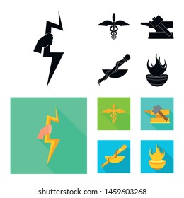 Vector design of deity and antique symbol. Collection of deity and myths vector icon for stock.