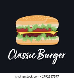 Diseño vectorial de la deliciosa hamburguesa clásica