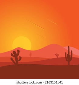 Vector design of a desert in afternoon