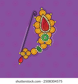 vector design of desi (Indian) art style Maharashtrian nose pin (Nath).