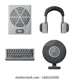Vector design of desktop and technology icon. Collection of desktop and device vector icon for stock.