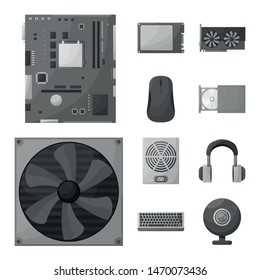 Vector design of desktop and technology symbol. Collection of desktop and device stock symbol for web.
