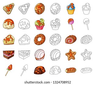 Vector design of dessert and sweet logo. Set of dessert and food vector icon for stock.