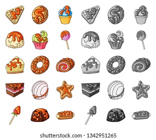 Vector design of dessert and sweet logo. Set of dessert and food vector icon for stock.