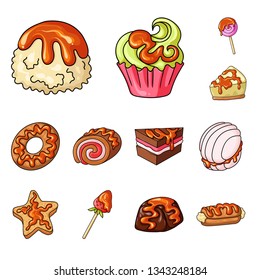 Vector design of dessert and sweet logo. Collection of dessert and food stock symbol for web.