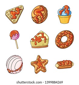 Vector design of dessert and sweet logo. Set of dessert and food vector icon for stock.