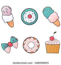 Vector design of dessert and sweet logo. Set of dessert and food vector icon for stock.