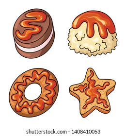 Vector design of dessert and sweet sign. Set of dessert and food stock vector illustration.