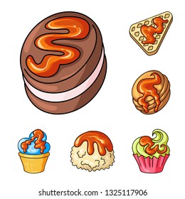 Vector design of dessert and sweet symbol. Set of dessert and food stock vector illustration.