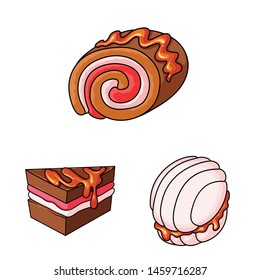 Vector design of dessert and sweet symbol. Collection of dessert and food stock vector illustration.