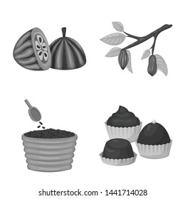 Vector design of dessert and sweetness sign. Set of dessert and product stock symbol for web.