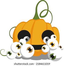 Vector design Detail: Carved pumpkin for Halloween with a creepy face and eyes