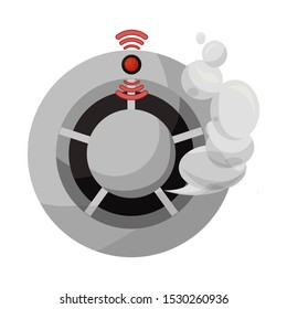 Vector design of detector and smoke logo. Graphic of detector and sensor stock vector illustration.