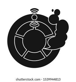 Vector design of detector and smoke symbol. Graphic of detector and sensor stock symbol for web.