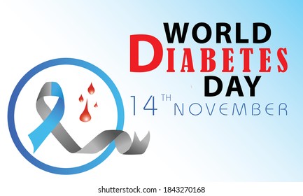 Vector Design For Diabetes Awareness Month With Blue And Grey Color Ribbon