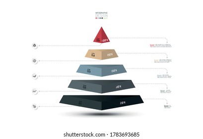 Vector design diagram presentation on pyramid layer shape can use with report of business compensation, marketing profits,research. infographic illustration.
