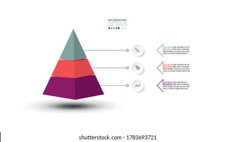 Vector design diagram presentation on pyramid layer shape can use with report of business compensation, marketing profits,research. infographic illustration.