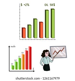 Vector design of diagram and statistic symbol. Collection of diagram and business stock vector illustration.