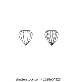 Vector design of a diamond. Set of icons of different gemstones. Black and white logo illustration.