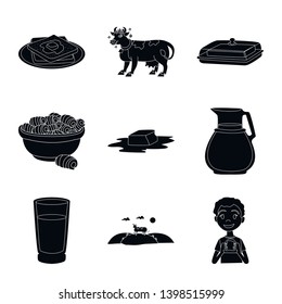 Vector design of diet and farm logo. Set of diet and dairy stock vector illustration.