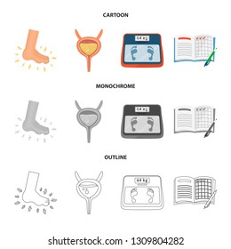 Vector design of diet and treatment  icon. Collection of diet and medicine stock symbol for web.