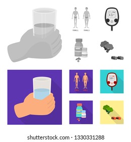 Vector design of diet and treatment  icon. Set of diet and medicine stock vector illustration.
