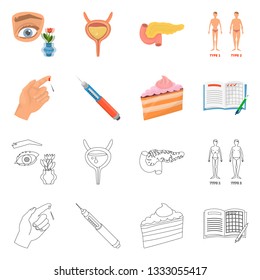 Vector design of diet and treatment  icon. Set of diet and medicine stock symbol for web.
