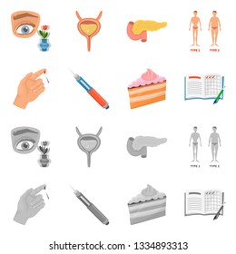 Vector design of diet and treatment  icon. Set of diet and medicine stock vector illustration.